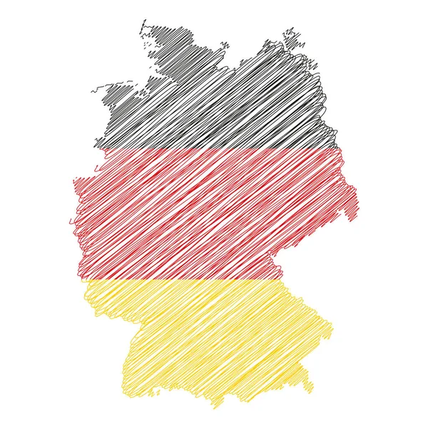 Alman Bayrağının Vektör Çizimi Almanya Nın Renkli Karalama Haritası — Stok Vektör