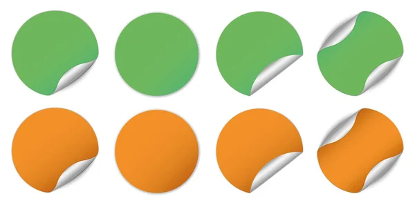 Zestaw Zielono Pomarańczowych Okrągłych Banerów Naklejkowych Elementy Wektorowe — Wektor stockowy