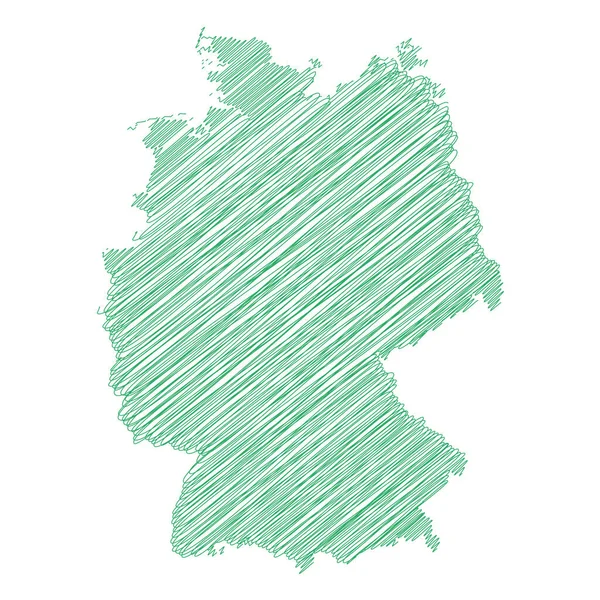 Векторная Иллюстрация Зеленого Цвета Каракули Карты Германии — стоковый вектор