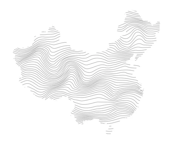 Çin Gri Çizgili Haritasının Vektör Çizimi — Stok Vektör