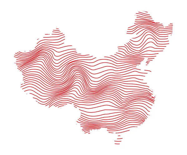 Διανυσματική Απεικόνιση Του Κόκκινου Χρώματος Ριγέ Χάρτη Της Κίνας — Διανυσματικό Αρχείο
