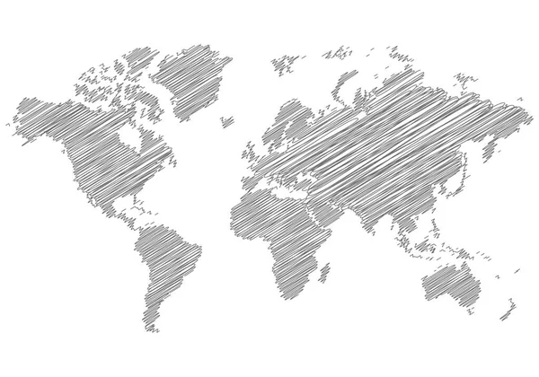 Διανυσματική Απεικόνιση Του Γκρι Χρωματιστό Scribble Παγκόσμιο Χάρτη — Διανυσματικό Αρχείο
