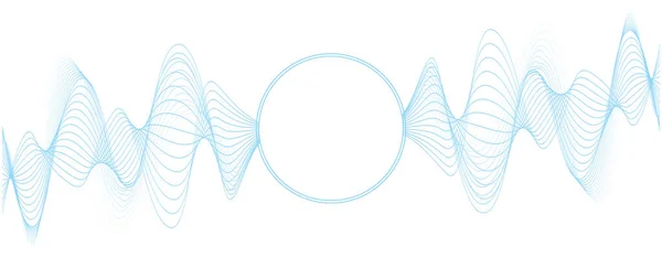 円のフレームを持つ青い波線の抽象的なベクトル図 ベクトル背景 — ストックベクタ