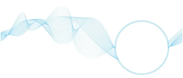 Resumo Ilustração Vetorial Linhas Onda Cor Azul Com Moldura Circular — Vetor de Stock