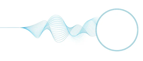 Абстрактная Векторная Иллюстрация Волновых Линий Синего Цвета Рамкой Круга Векторный — стоковый вектор