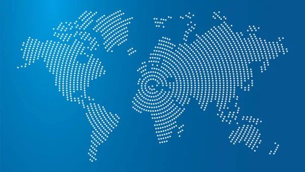 青い背景の点線の世界地図のベクトル図 — ストックベクタ