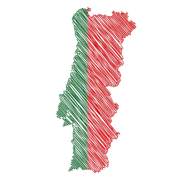 Vector Ilustración Bandera Portugal Mapa Garabato Color Portugal — Archivo Imágenes Vectoriales