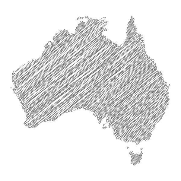 Vektor Illustration Grå Klotter Karta Över Australien — Stock vektor