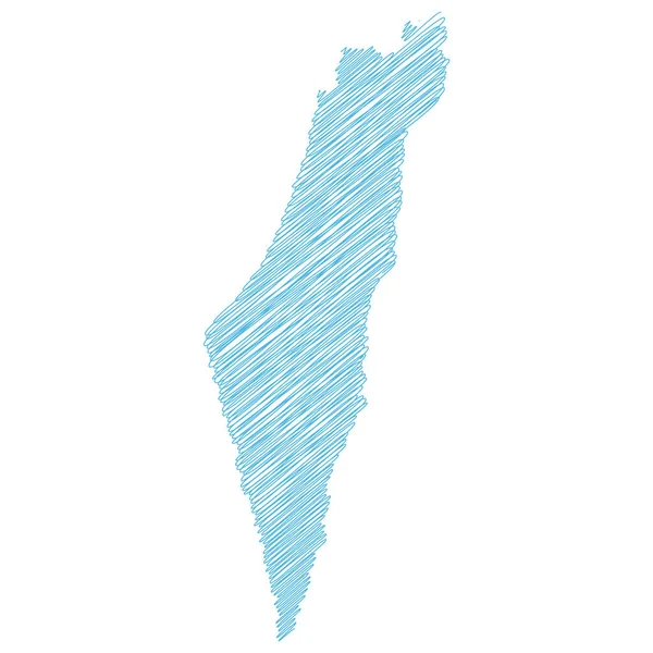 Vector Ilustración Mapa Garabato Color Azul Israel — Archivo Imágenes Vectoriales