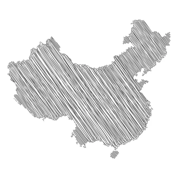 Vector Illustratie Van Grijs Gekleurde Krabbel Kaart Van China — Stockvector