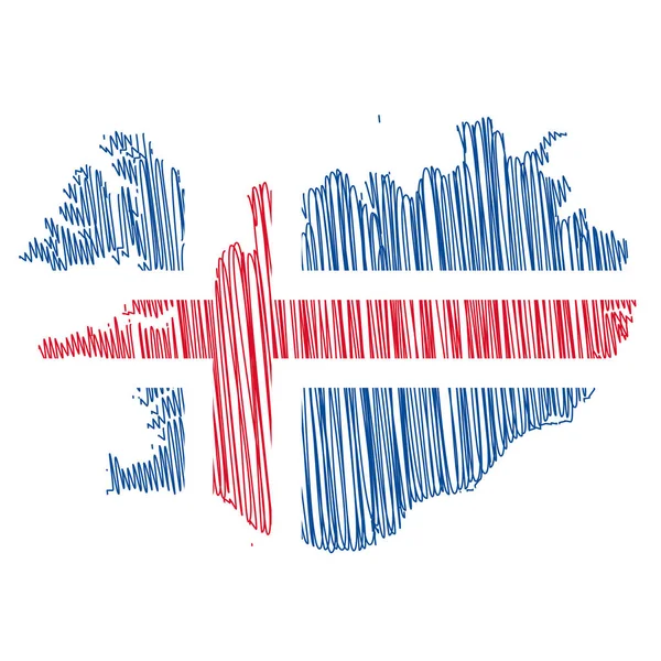 Wektor Ilustracja Flagi Kolorowe Bazgroły Mapa Islandii — Wektor stockowy