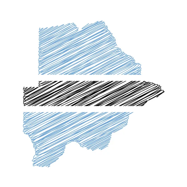 Vektorillustration Der Flaggenfarbenen Kritzelkarte Von Botswana — Stockvektor