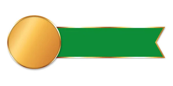 緑のリボンバナー付き金賞のベクトルイラスト — ストックベクタ
