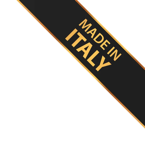 Made Italy Ilustración Vectorial Bandera Cinta Esquina Negra Con Marco — Vector de stock