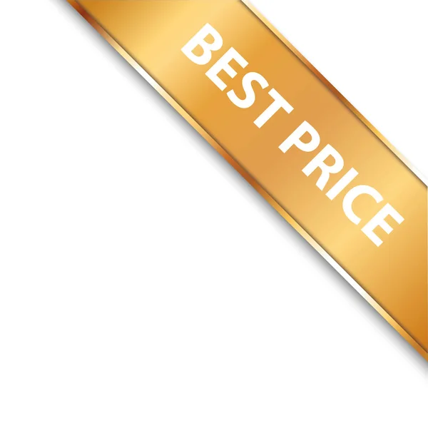 Best Price Vector Illustration Gold Corner Ribbon Banner Gold Colored — Vector de stock