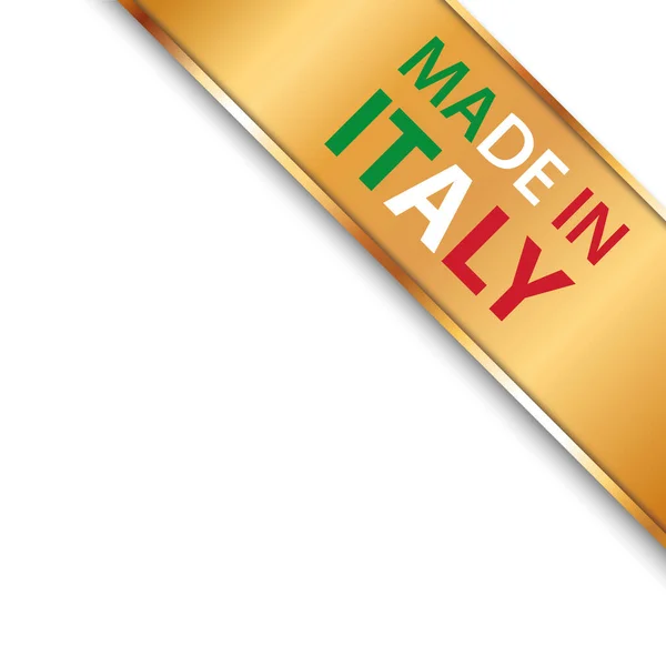 Made Italy Ilustración Vectorial Bandera Cinta Esquina Oro Con Marco — Vector de stock