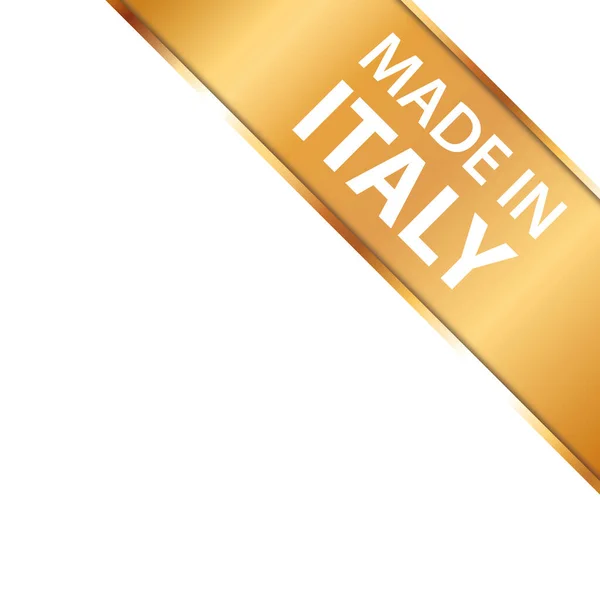 イタリア製 ゴールドカラーフレーム付きゴールドコーナーリボンバナーのベクトルイラスト — ストックベクタ