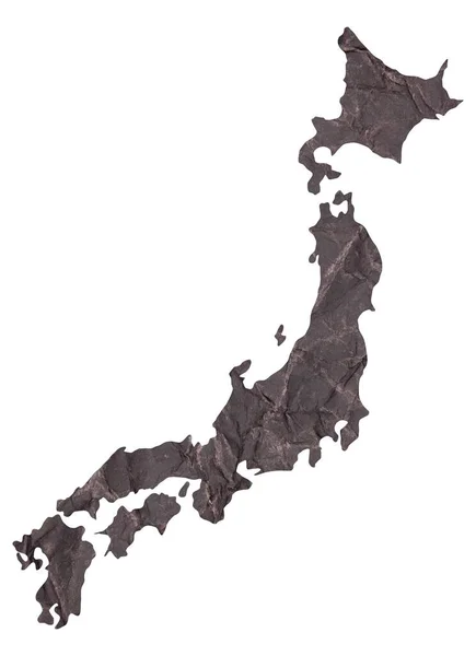 Mapa Japão Velho Papel Grunge Amassado Escuro — Fotografia de Stock