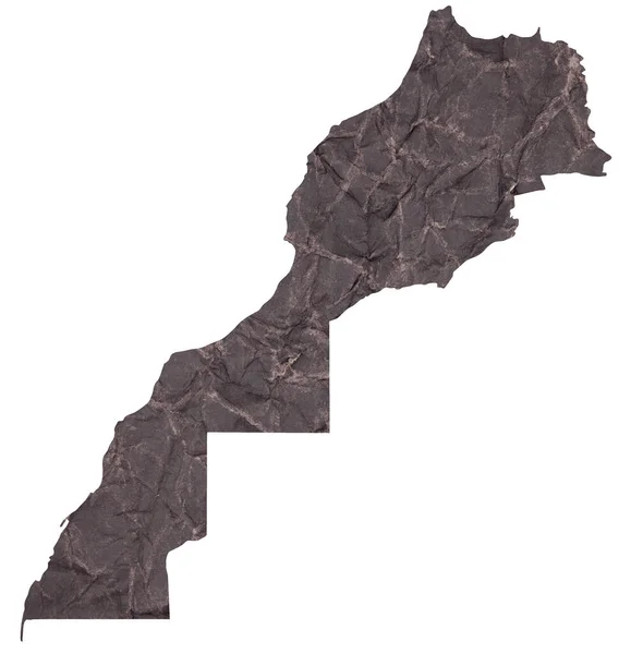 Mapa Marruecos Viejo Papel Grunge Oscuro Arrugado —  Fotos de Stock