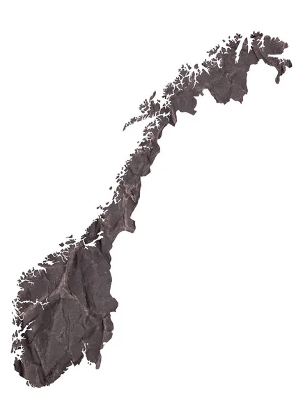 Mapa Noruega Velho Papel Grunge Amassado Escuro — Fotografia de Stock