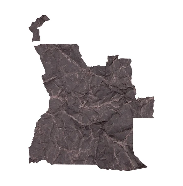 Карта Анголы Старой Темной Измельченной Гранж Бумаге — стоковое фото