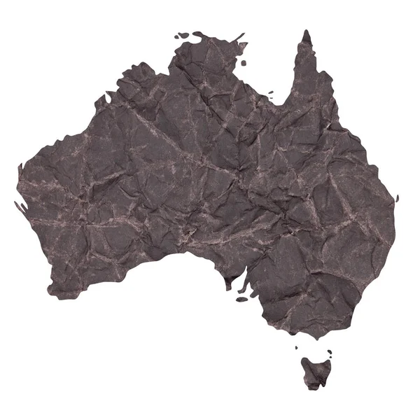 Karta Över Australien Gamla Mörka Skrynkliga Grunge Papper — Stockfoto