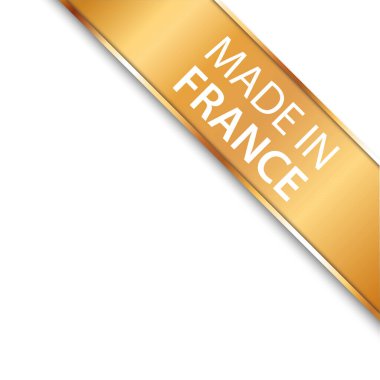 MADE IN FRANCE - vector illustration of gold corner ribbon banner with gold colored frame