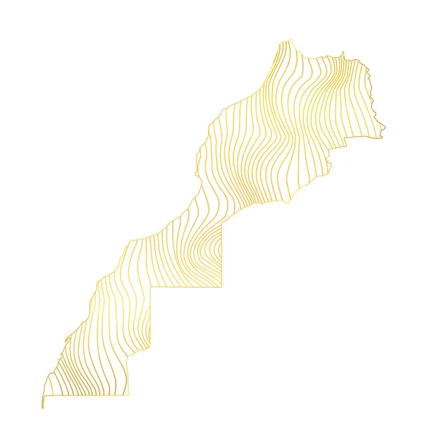 Αφηρημένος Χάρτης Του Μαρόκου Διανυσματική Απεικόνιση Του Ριγέ Χρυσό Χρωματιστό — Διανυσματικό Αρχείο