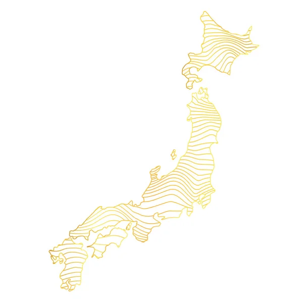Абстрактна Мапа Японії Векторна Ілюстрація Смугастого Золотого Кольору — стоковий вектор