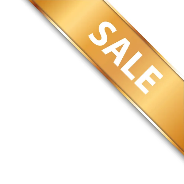 Sale Vector Illustration Gold Corner Ribbon Banner Gold Colored Frame — Image vectorielle