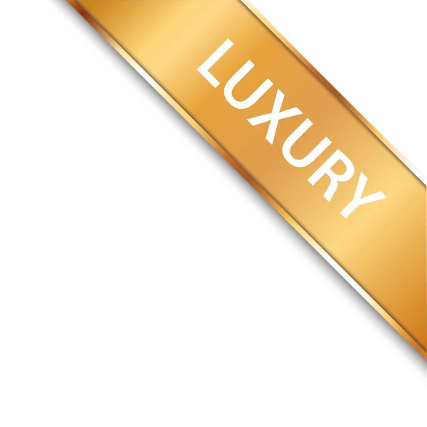 Luxury Vector Illustration Gold Corner Ribbon Banner Gold Colored Frame — Stock Vector