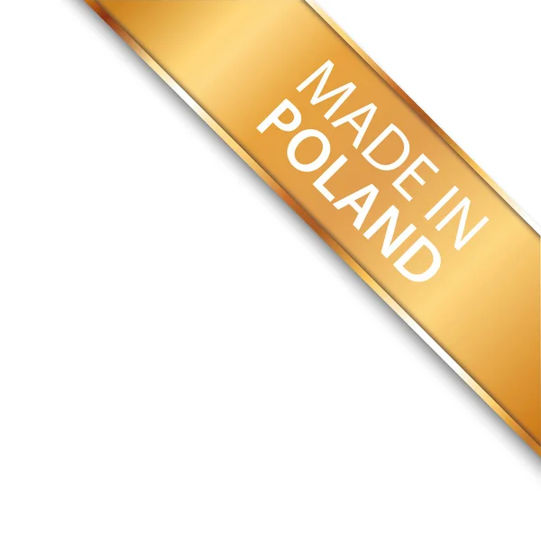 Made Poland Vektorová Ilustrace Zlaté Rohové Stuhy Zlatým Rámečkem — Stockový vektor