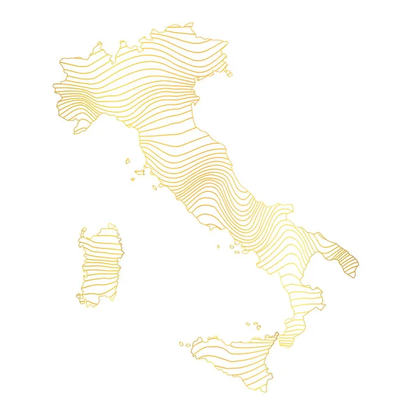 Abstract Map Italy Vector Illustration Striped Gold Colored Map — Stock Vector