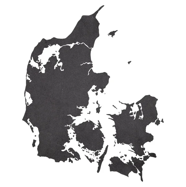 Dánia Térképe Régi Fekete Grunge Papíron — Stock Fotó