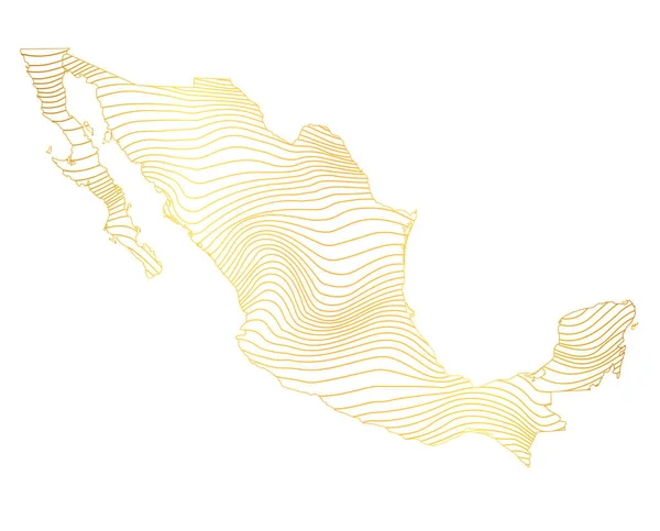 Αφηρημένος Χάρτης Του Μεξικού Διανυσματική Απεικόνιση Του Ριγέ Χρυσό Χρωματιστό — Διανυσματικό Αρχείο