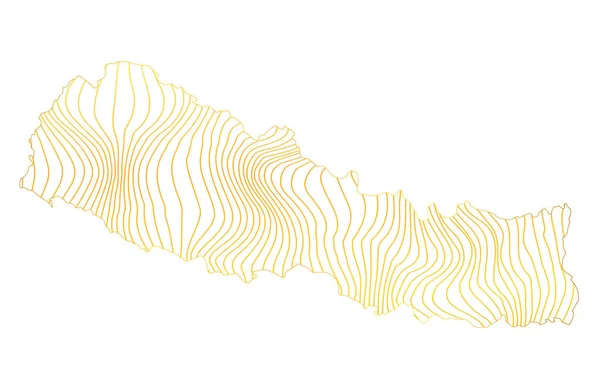 Peta Abstrak Nepal Ilustrasi Vektor Dari Peta Berwarna Emas Bergaris - Stok Vektor