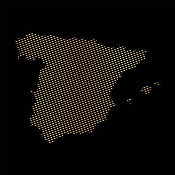 Mapa Abstracto España Ilustración Vectorial Mapa Rayas Color Oro — Vector de stock