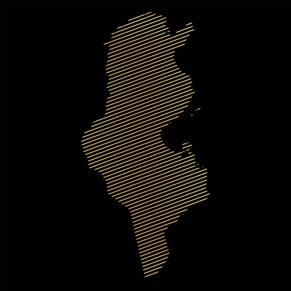 Absztrakt Térképe Tunisz Vektor Illusztrációja Csíkos Arany Színű Térkép — Stock Vector