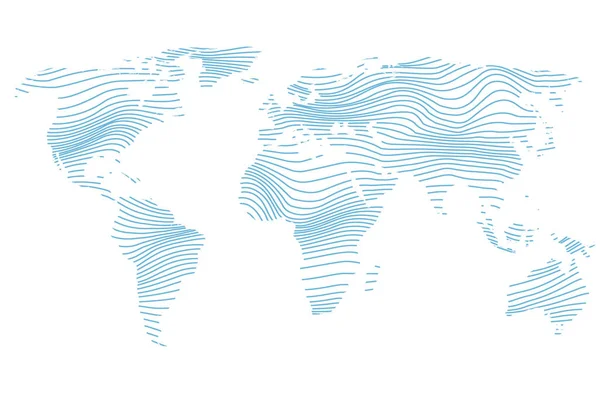 Αφηρημένος Παγκόσμιος Χάρτης Διανυσματική Απεικόνιση Του Ριγέ Μπλε Χρωματιστό Χάρτη — Διανυσματικό Αρχείο