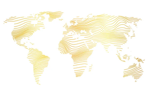 Abstrakte Weltkarte Vektorillustration Einer Goldgestreiften Karte — Stockvektor