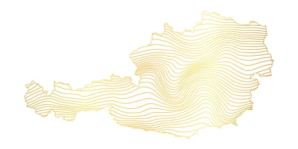 Αφηρημένος Χάρτης Της Αυστρίας Διανυσματική Απεικόνιση Του Ριγέ Χρυσό Χρωματιστό — Διανυσματικό Αρχείο