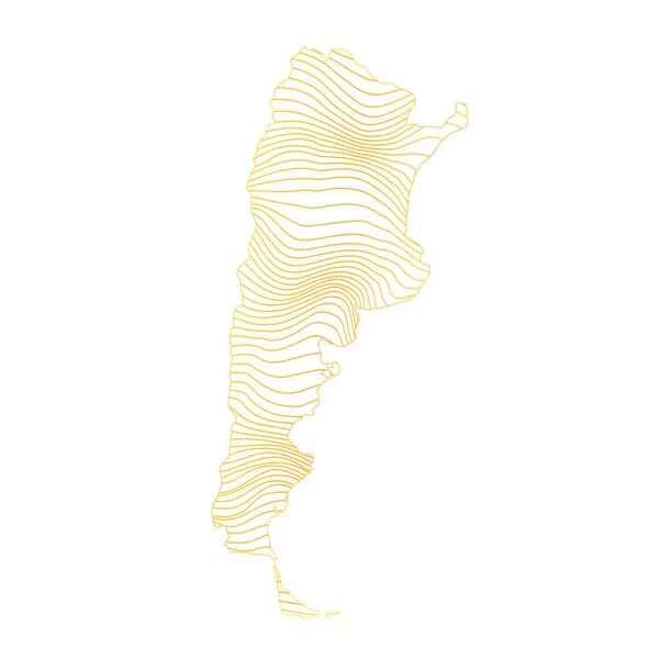 Αφηρημένος Χάρτης Της Αργεντινής Διανυσματική Απεικόνιση Του Ριγέ Χρυσό Χρωματιστό — Διανυσματικό Αρχείο
