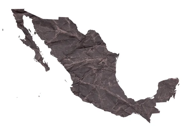 Χάρτης Του Μεξικού Παλιό Μαύρο Τσαλακωμένο Χαρτί Grunge — Φωτογραφία Αρχείου