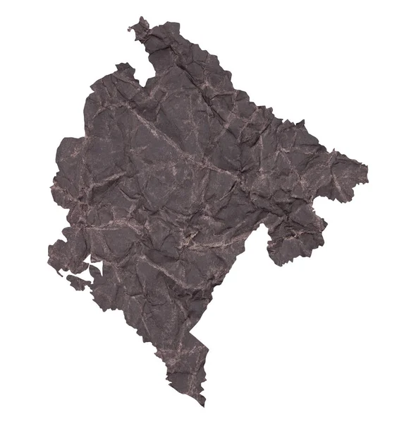 Mapa Montenegro Viejo Papel Grunge Oscuro Arrugado —  Fotos de Stock