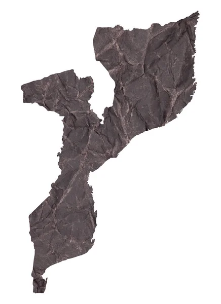 Карта Мозамбика Старой Темной Скомканной Гранж Бумаге — стоковое фото