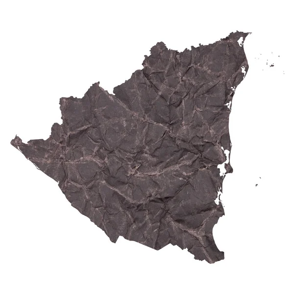 Map Nicaragua Old Dark Crumpled Grunge Paper — Stock Photo, Image