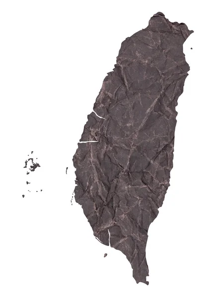 Eski Buruşuk Grunge Kağıdında Tayvan Haritası — Stok fotoğraf