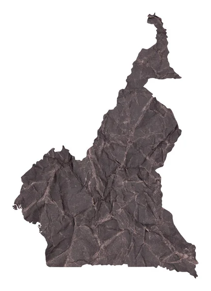 Mapa Camerún Viejo Papel Grunge Oscuro Arrugado —  Fotos de Stock
