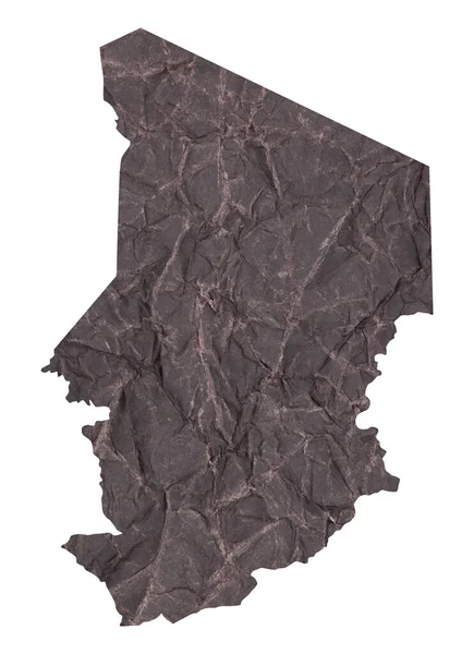 Χάρτης Του Τσαντ Παλιό Μαύρο Τσαλακωμένο Χαρτί Grunge — Φωτογραφία Αρχείου