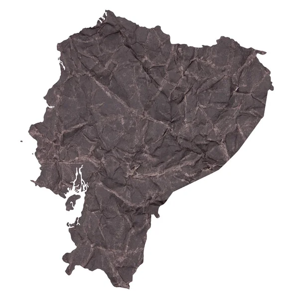 Mapa Ekvádoru Starém Tmavém Zmačkaném Grunge Papíru — Stock fotografie